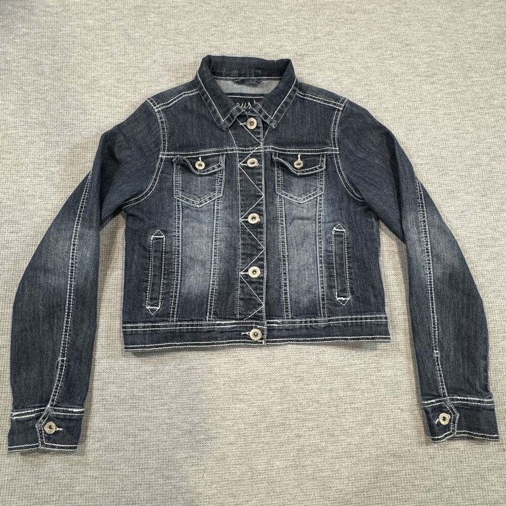 Maurices Womens Blue Denim Jean Jacket Size S Button Front Pockets Long Sleeve - Picture 4 of 14